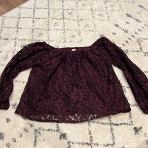 Burgundy Hollister Lace OTS Crop top